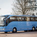 Mercedes tourismo do przewozu osób czekający na parkingu Białystok
